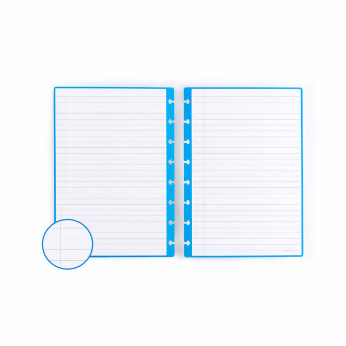 blaue linierte Blätter Seiten wiederverwendbare Notizbuch Produktivität Raketenbuch Notizbuchseiten Schreiben Bullet Journal Planer