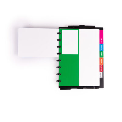 Modubooq™ - 32 pages vertes à pois réutilisables reliées à un disque - A5  -. PATboard
